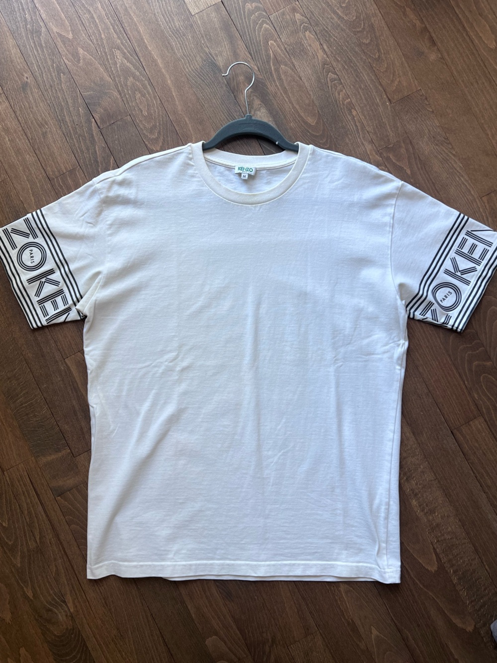 Kenzo White Crewneck T-Shirt with Logo Cuff